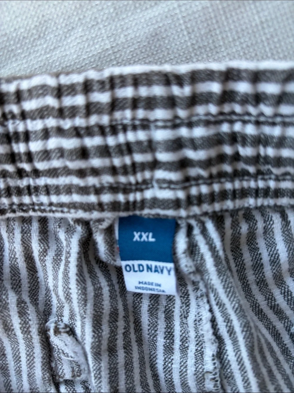 Old Navy Women’s Striped Linen-Blend Pants — Black & White